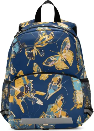 KLL Blue and Yellow Butterflies Preschool Backpack Multifunctional Cute Bookbag Travel