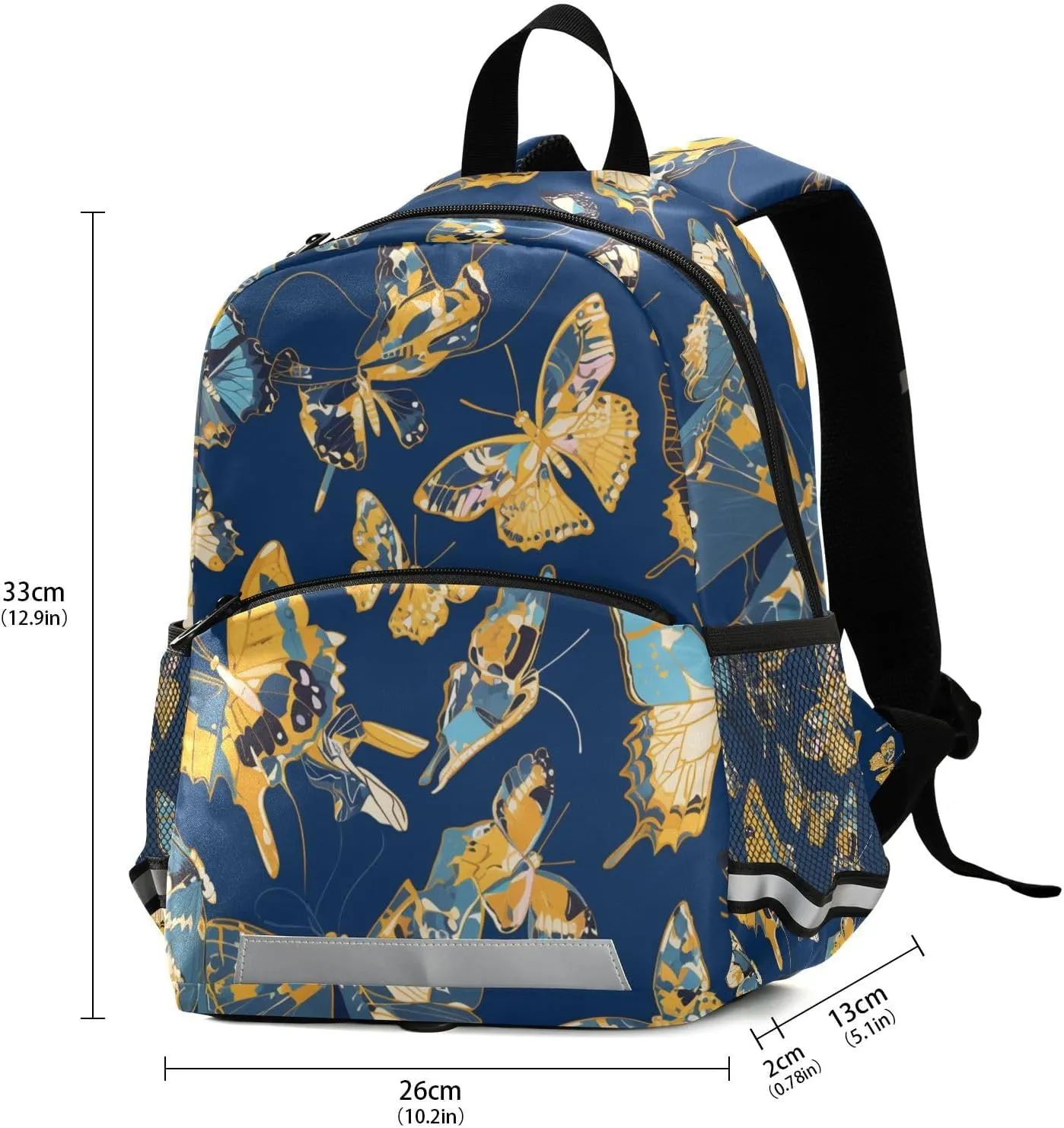 KLL Blue and Yellow Butterflies Preschool Backpack Multifunctional Cute Bookbag Travel
