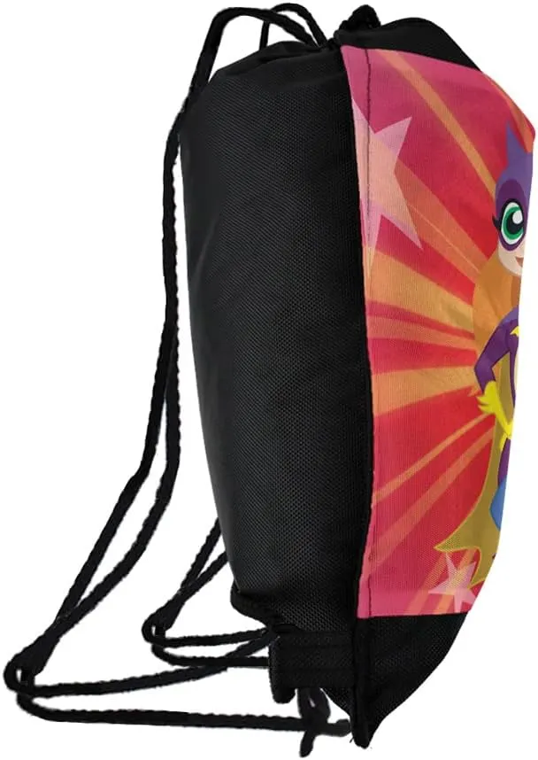 LOGOVISION DC Super Hero Girls Girl Group Drawstring Backpack Sports Bag Sackpack 17" x 13", Perfect for Gym, Yoga or Practice