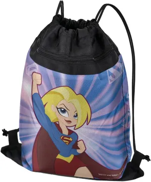 LOGOVISION DC Super Hero Girls Supergirl Drawstring Backpack Sports Bag Sackpack 17" x 13", Perfect for Gym, Yoga or Practice