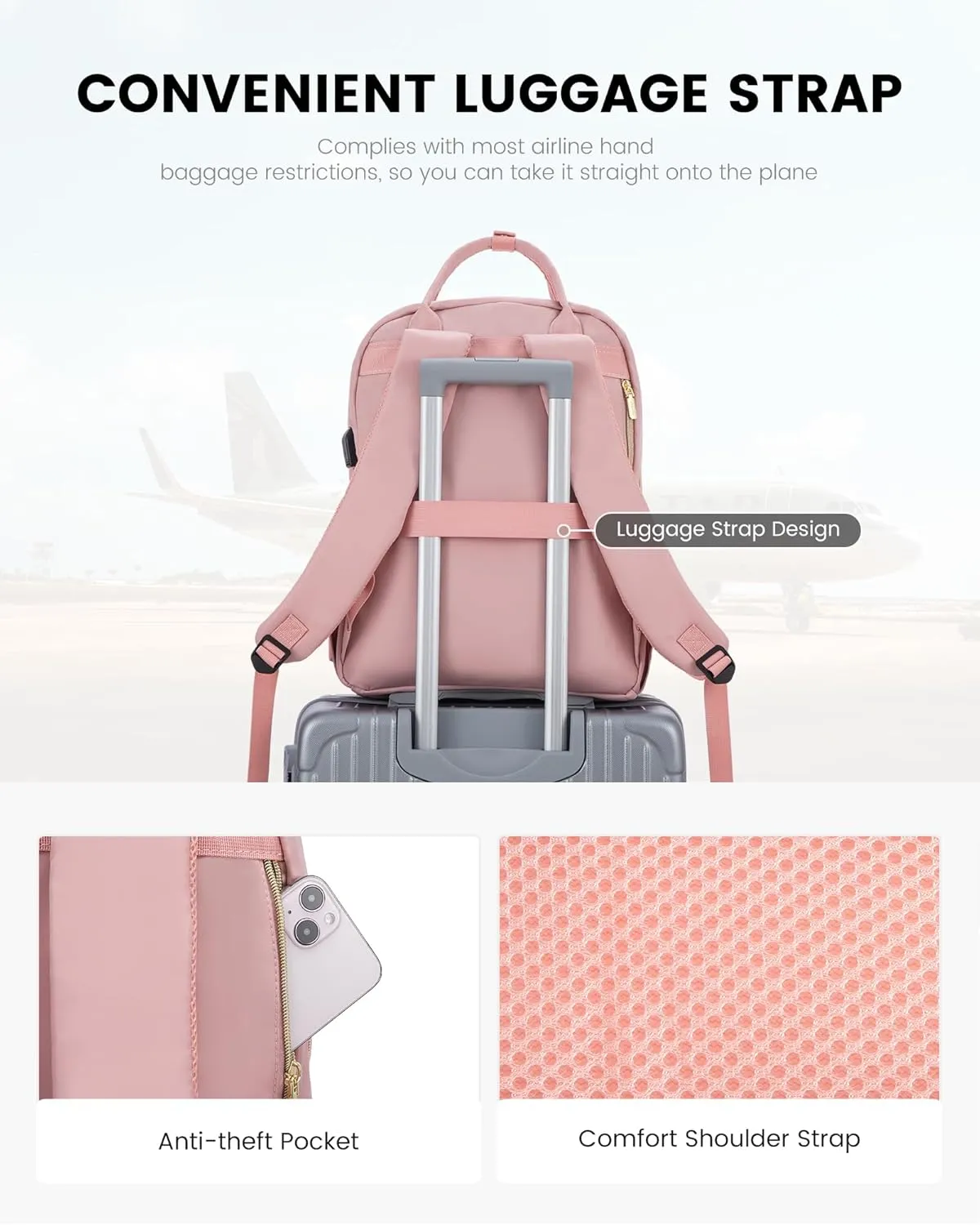 LOVEVOOK Laptop Backpack Purse for Women, 15.6" Laptop Bag for Travel with USB Port, Water Resistant Lightweight Daypacks for College Work Business, Nurse Teacher Computer Backpacks