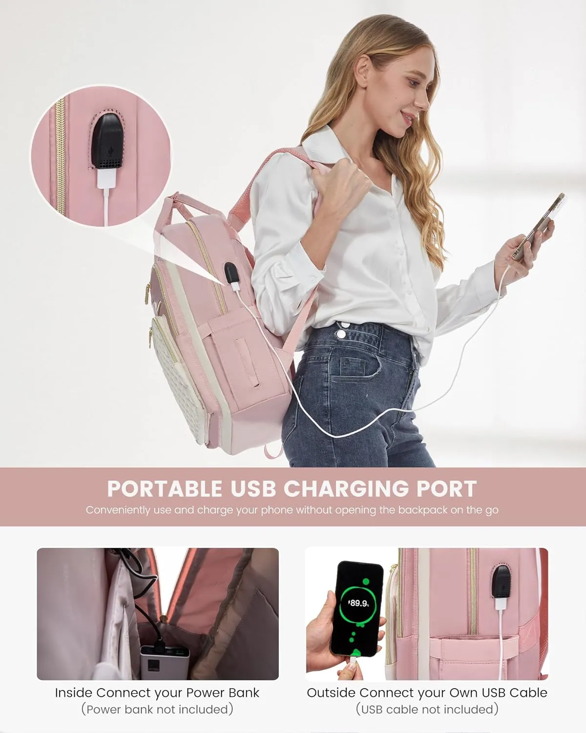 LOVEVOOK Laptop Backpack Purse for Women, 15.6" Laptop Bag for Travel with USB Port, Water Resistant Lightweight Daypacks for College Work Business, Nurse Teacher Computer Backpacks