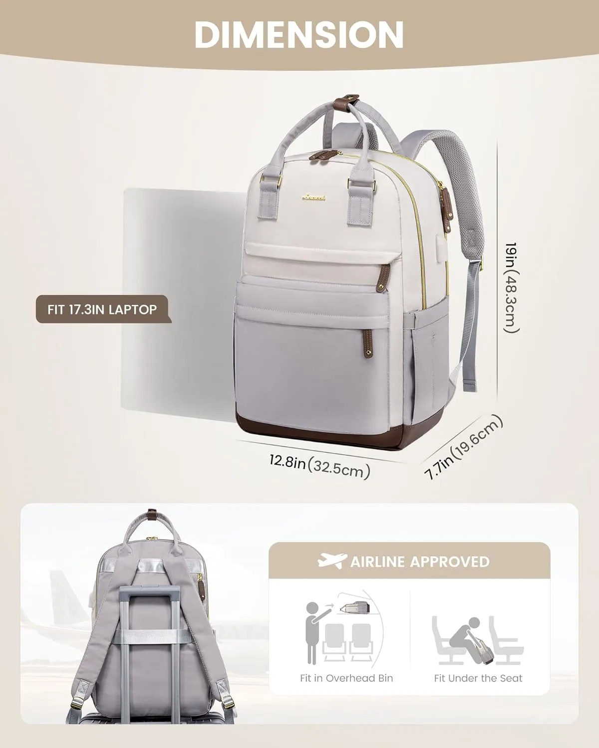 LOVEVOOK Travel Laptop Backpack Women, 17.3 Inch Anti-theft Laptop Bag with USB Port, Fashion Waterproof Computer Backpacks Teacher Nurse Backpack Purse for College School Work