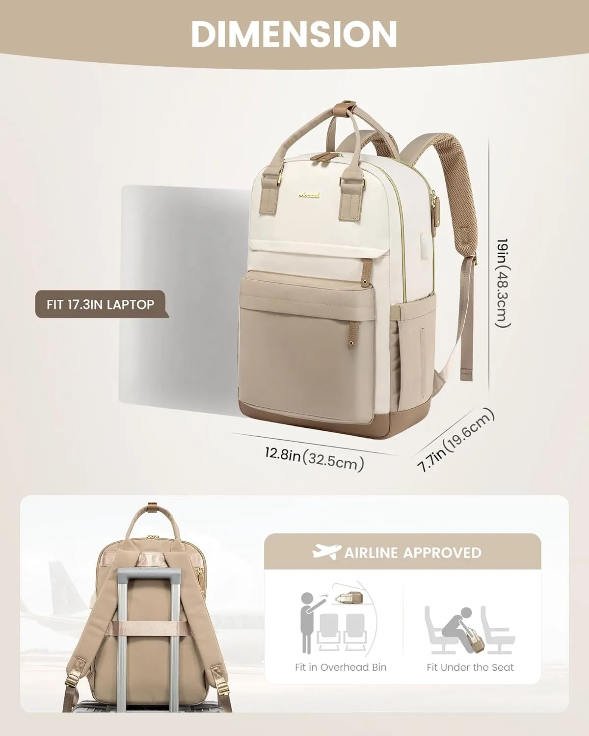 LOVEVOOK Travel Laptop Backpack Women, 17.3 Inch Anti-theft Laptop Bag with USB Port, Fashion Waterproof Computer Backpacks Teacher Nurse Backpack Purse for College School Work
