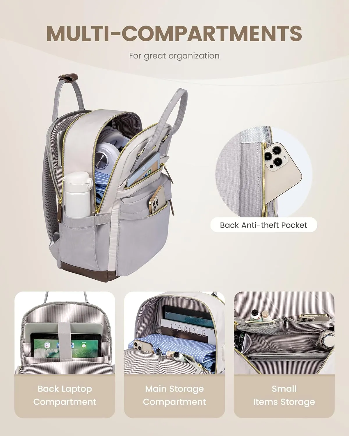 LOVEVOOK Travel Laptop Backpack Women, 17.3 Inch Anti-theft Laptop Bag with USB Port, Fashion Waterproof Computer Backpacks Teacher Nurse Backpack Purse for College School Work