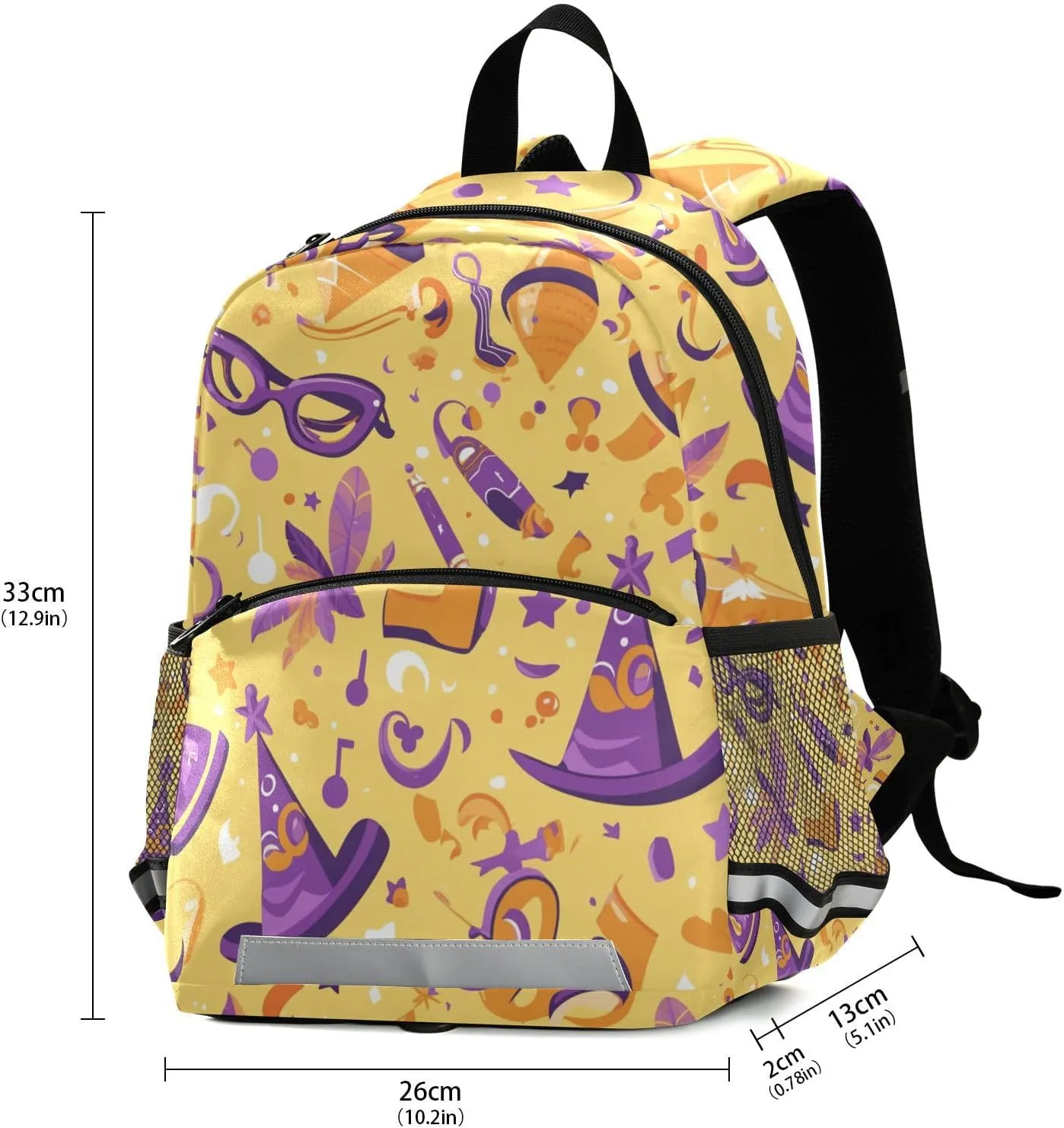 Mardi Gras Carnival Purple Holiday Pattern Saffron Kindergarten Elementary Kids Backpack Multifunctional Mini Schoolbag