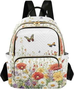 Mini Backpack for Women Meadow Wildflowers Mini Backpack Purse Lightweight Small Daypack, 8.5L
