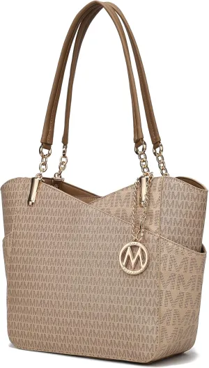 MKF Collection Signature Tote Bag for Women, Shoulder bag Vegan Leather Top-Handle Handbag Purse