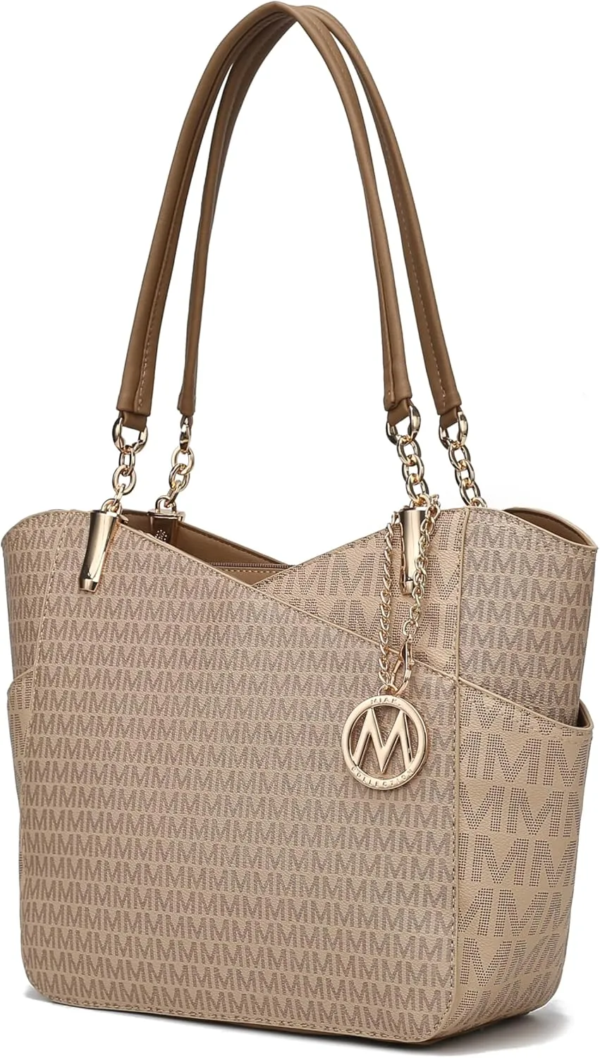 MKF Collection Signature Tote Bag for Women, Shoulder bag Vegan Leather Top-Handle Handbag Purse