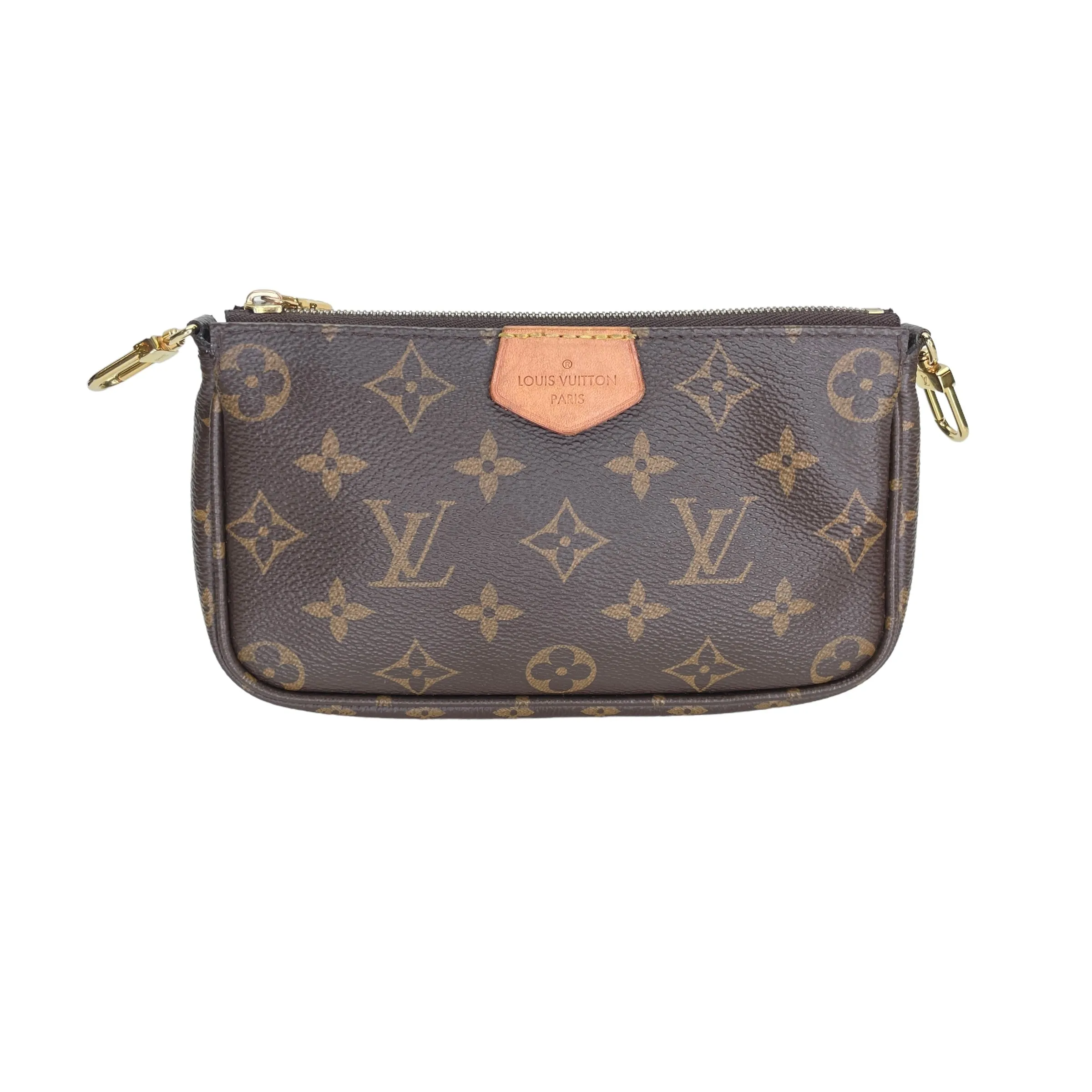 Multi-Pochette Accessoires Brown Shoulder Bag in Monogram Coated Canvas, Gold hardware