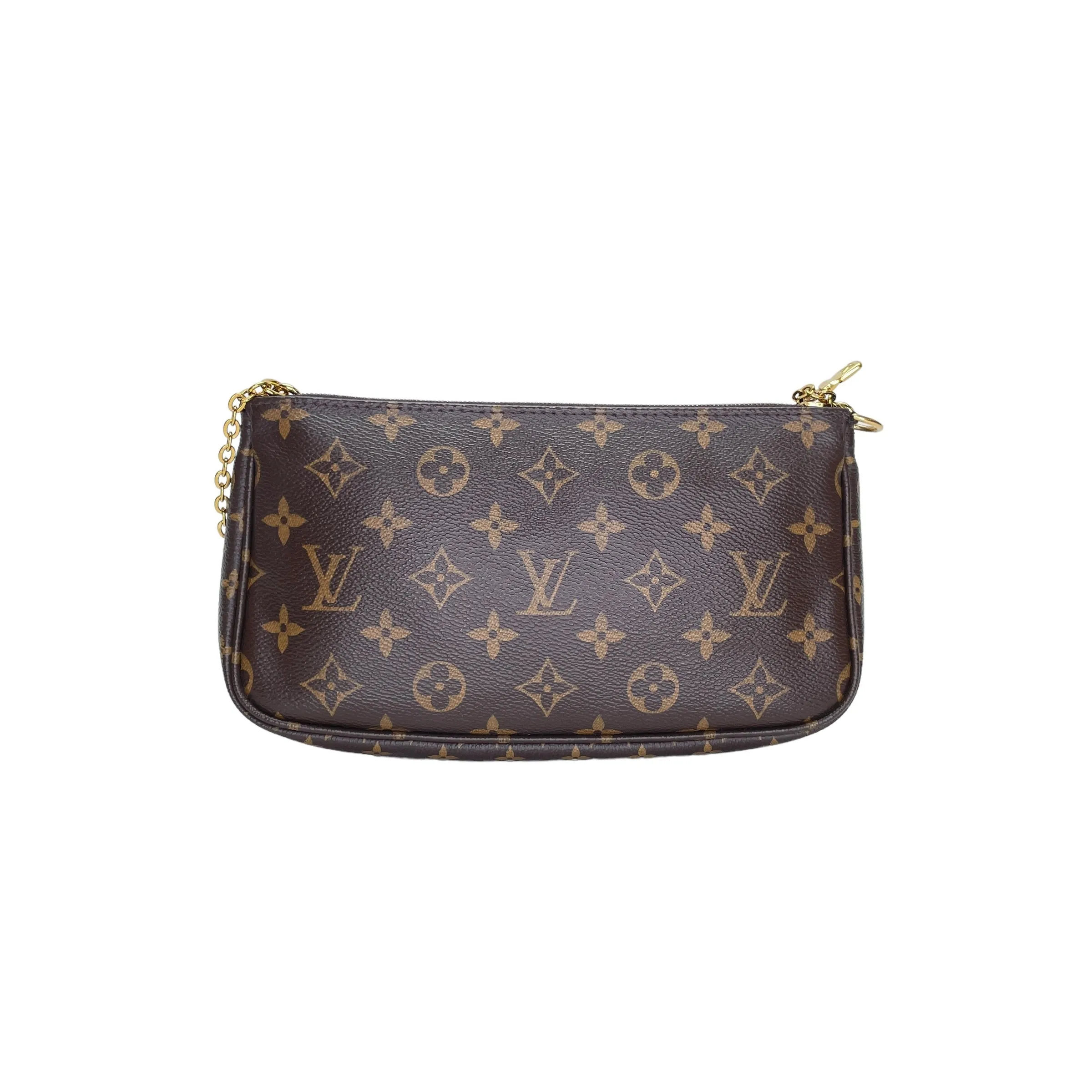 Multi-Pochette Accessoires Brown Shoulder Bag in Monogram Coated Canvas, Gold hardware