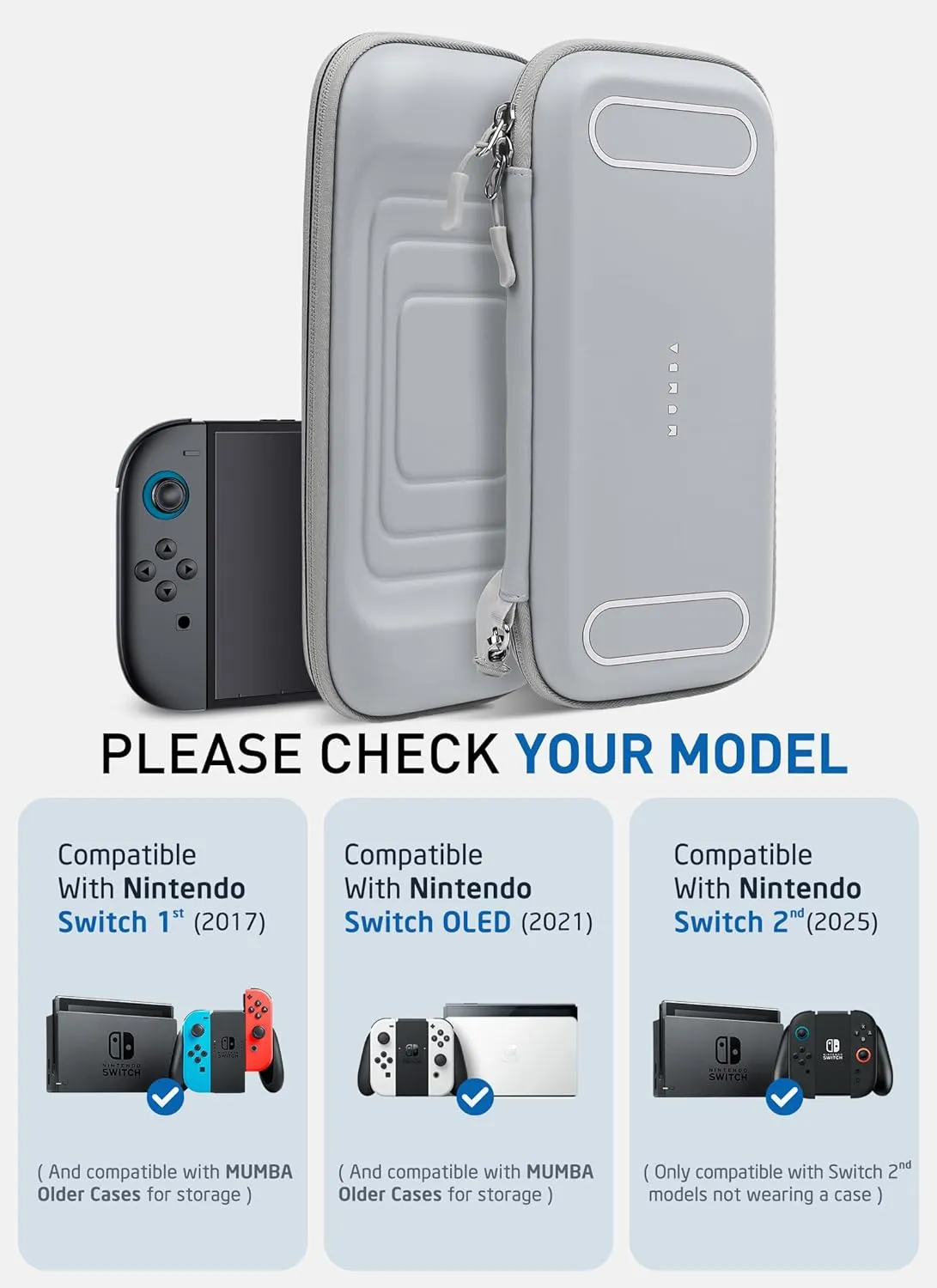 Mumba Carrying Case for Nintendo Switch 2 2025, [Mini Version] Travel Case with 12 Game Cartridge slot Portable Bag Protective Carry handbag Pouch Shell Accessories [Portable & Lightweight] (Gray)