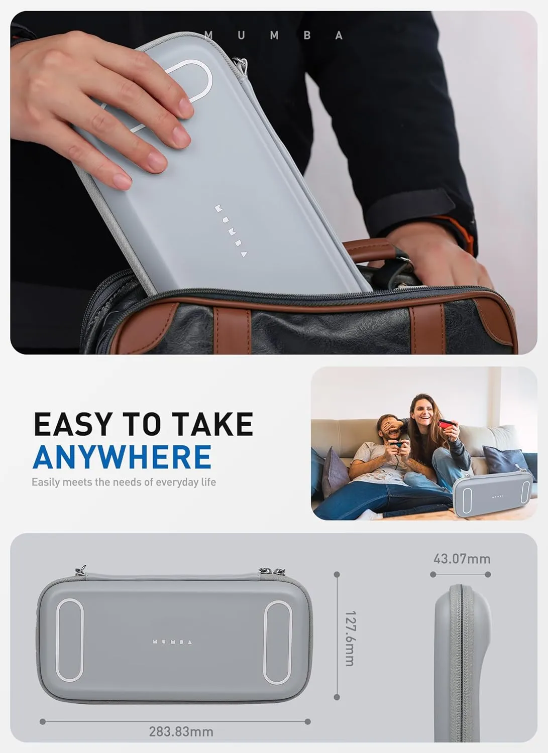 Mumba Carrying Case for Nintendo Switch 2 2025, [Mini Version] Travel Case with 12 Game Cartridge slot Portable Bag Protective Carry handbag Pouch Shell Accessories [Portable & Lightweight] (Gray)