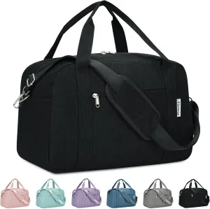Narwey 18" Carry on Bag Underseat for Airplane Spirit Airlines Personal Item Travel Bag 18x14x8 Small Duffle Bag Duffel Bag Gym Weekender Overnight Bag with Wet Pocket for Women and Men (Black)