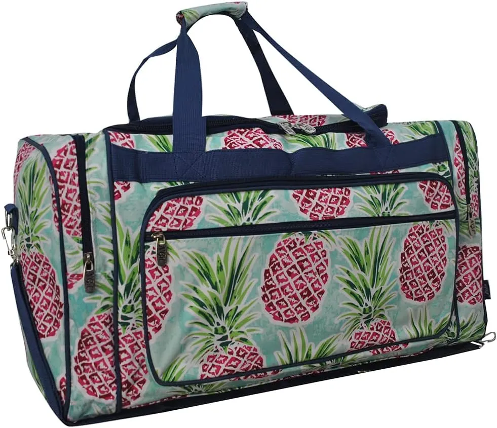 NGIL Canvas 23" inch Duffle Bag (Berry Pineapple-Navy)