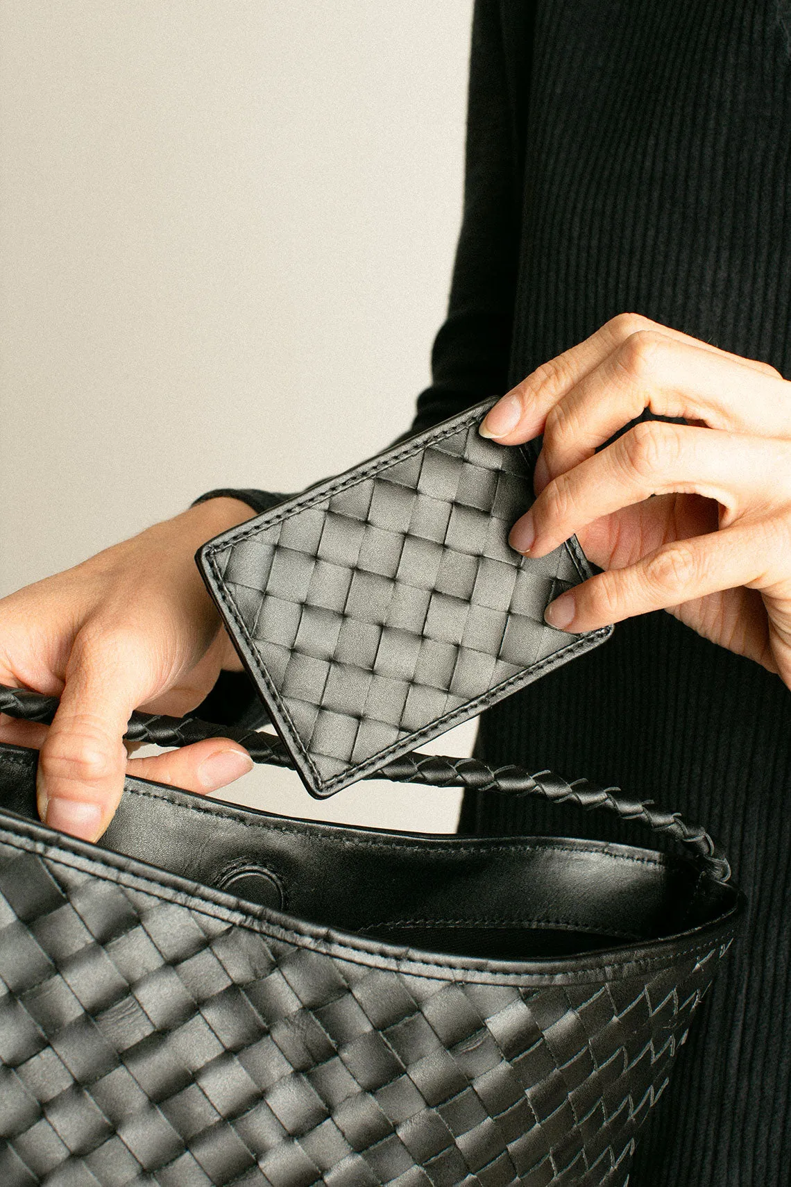 Nico Black Woven Card Case