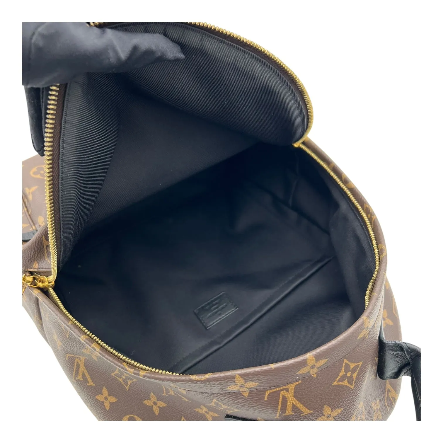 Palm Springs Backpack MM Brown in Monogram Coated Canvas, Gold hardware