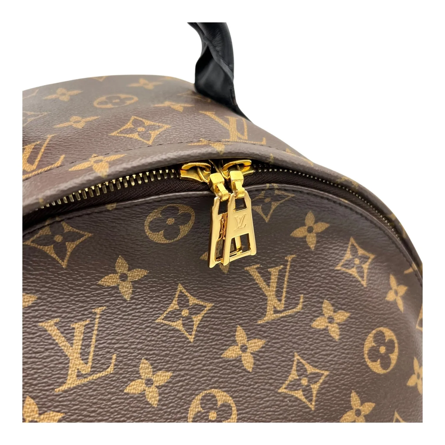 Palm Springs Backpack MM Brown in Monogram Coated Canvas, Gold hardware