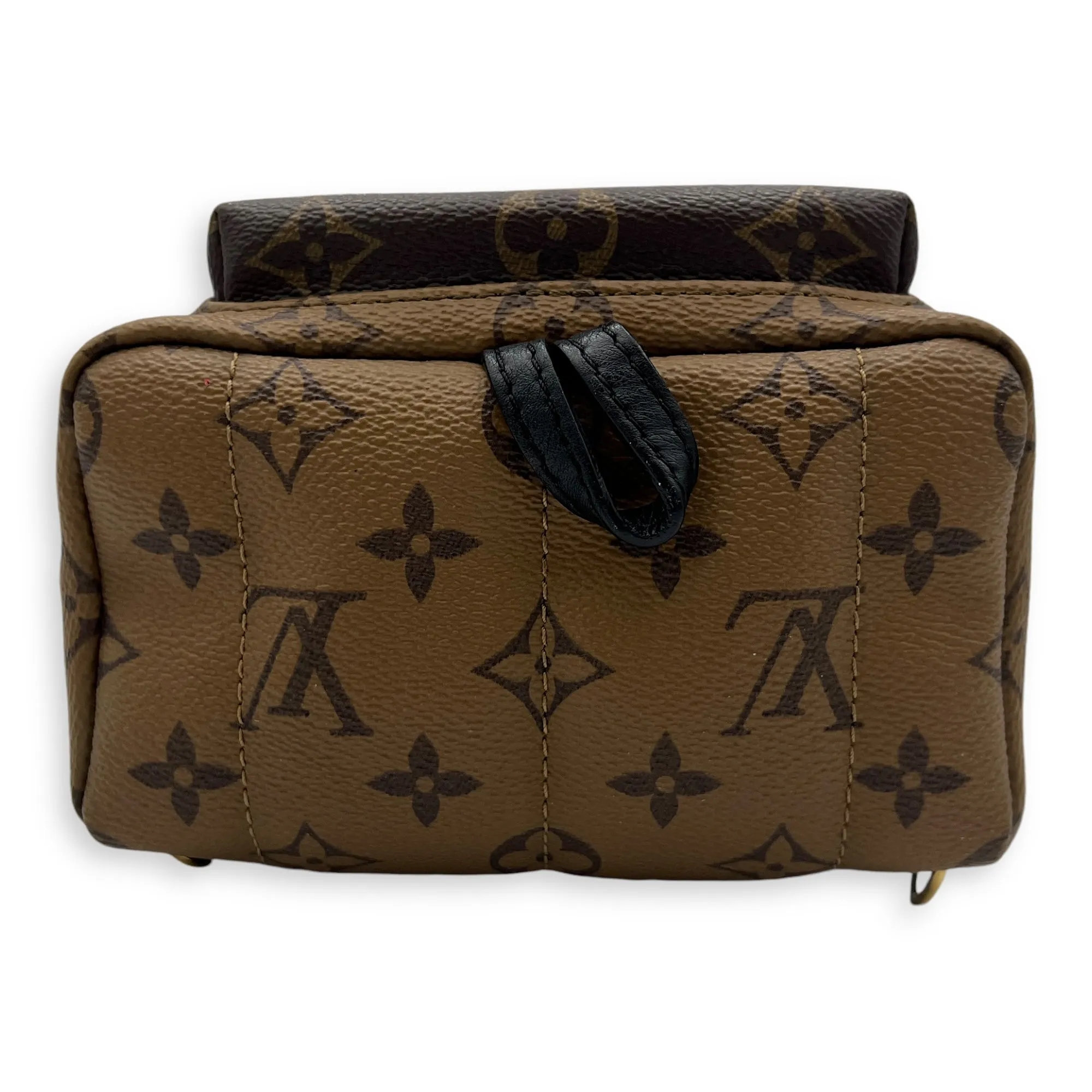 Palm Springs Mini Brown Backpack in Monogram Coated Canvas, Gold hardware