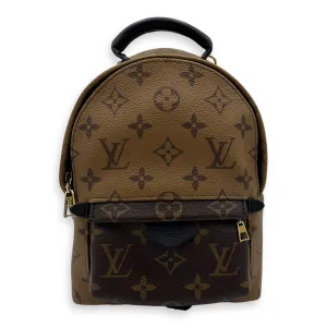 Palm Springs Mini Brown Backpack in Monogram Coated Canvas, Gold hardware