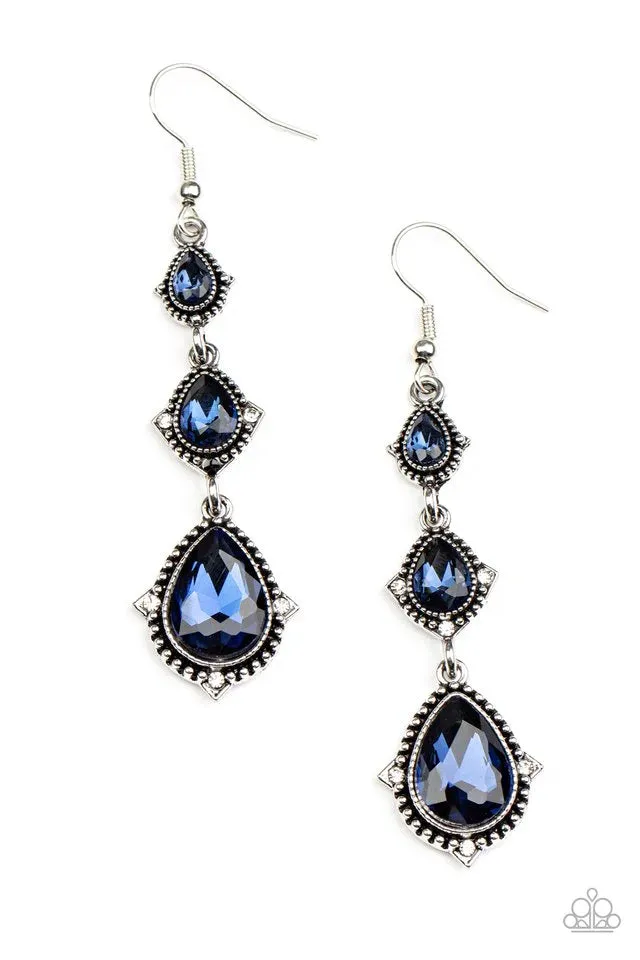 Paparazzi Earring ~ Prague Princess - Blue Earring