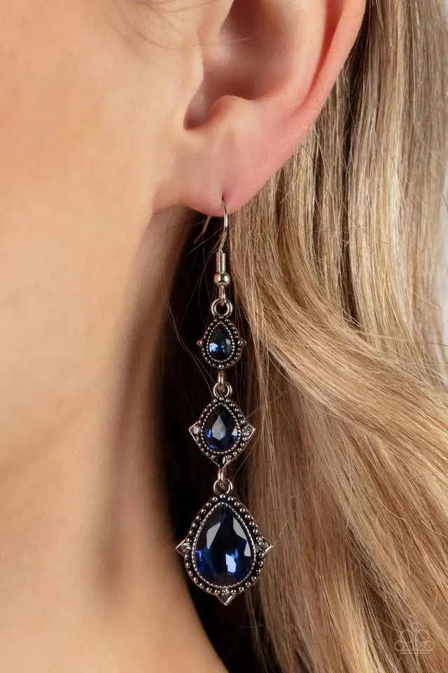 Paparazzi Earring ~ Prague Princess - Blue Earring