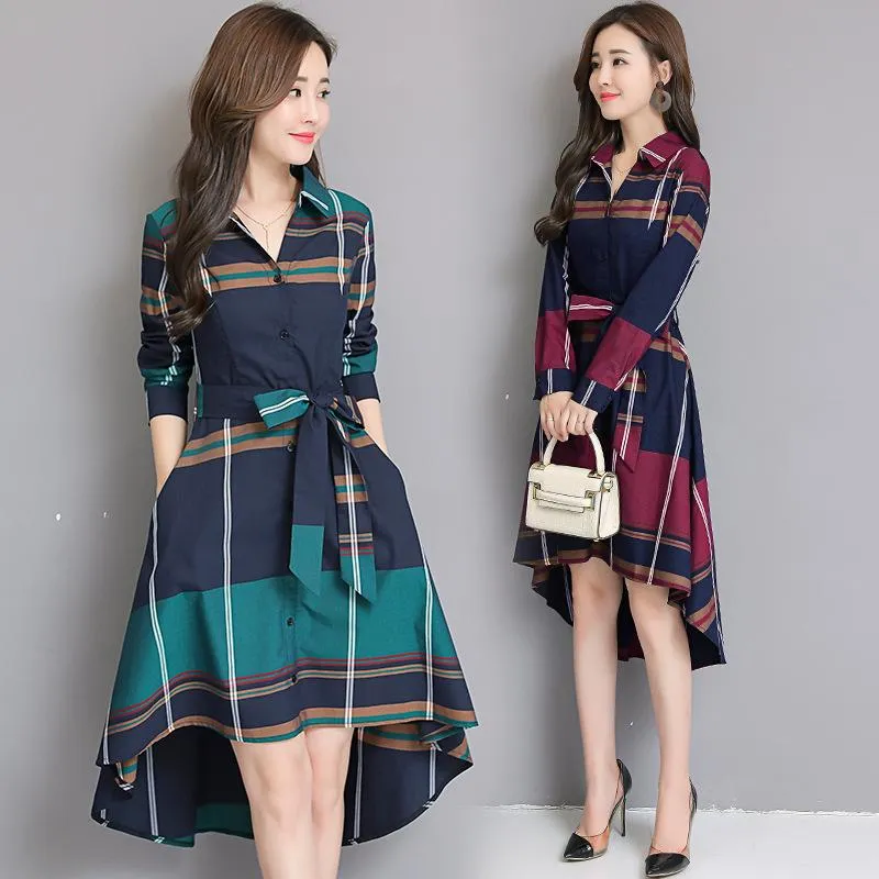 Plaid Fashion Irregular Midi Dress