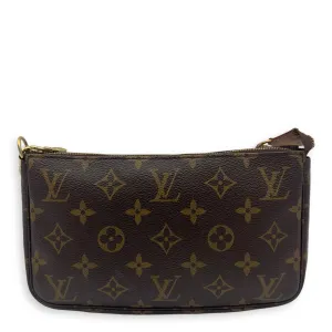 Pochette Accessoires Shoulder Bag Brown in Monogram Coated Canvas, Gold hardware