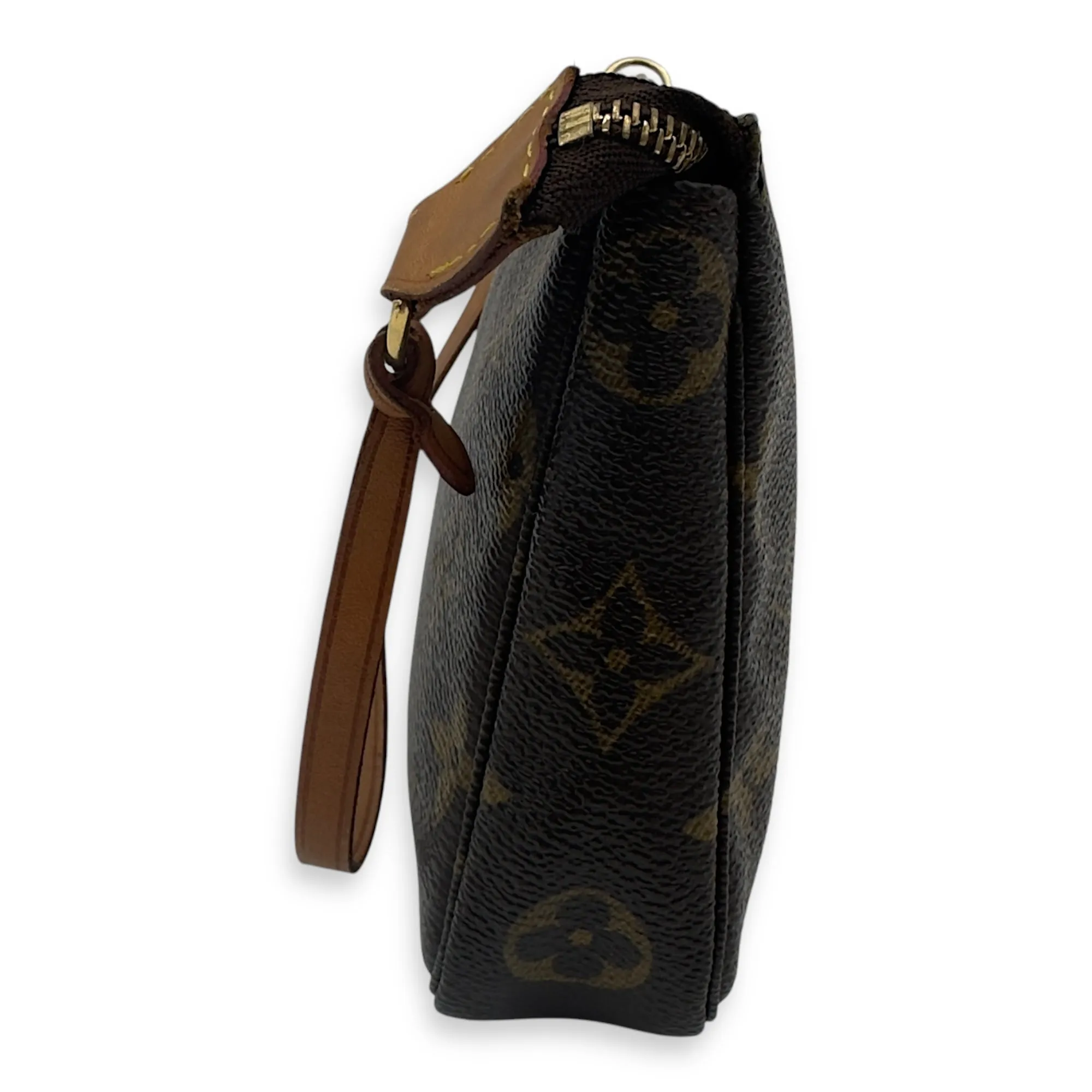 Pochette Accessoires Shoulder Bag Brown in Monogram Coated Canvas, Gold hardware