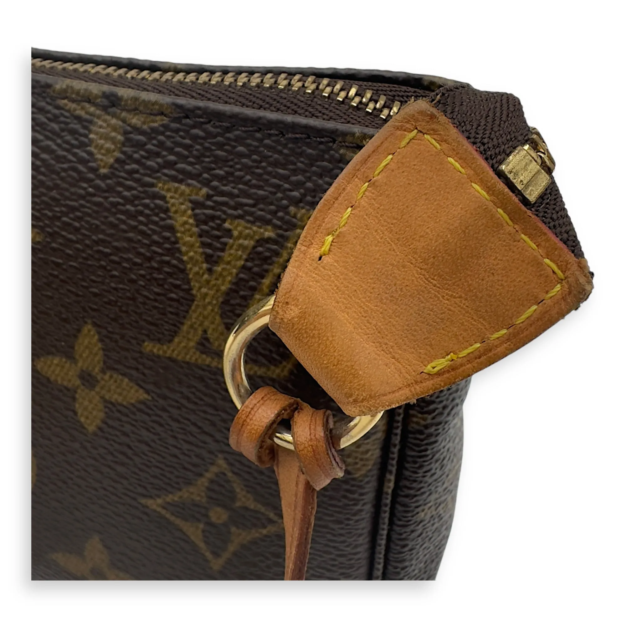 Pochette Accessoires Shoulder Bag Brown in Monogram Coated Canvas, Gold hardware