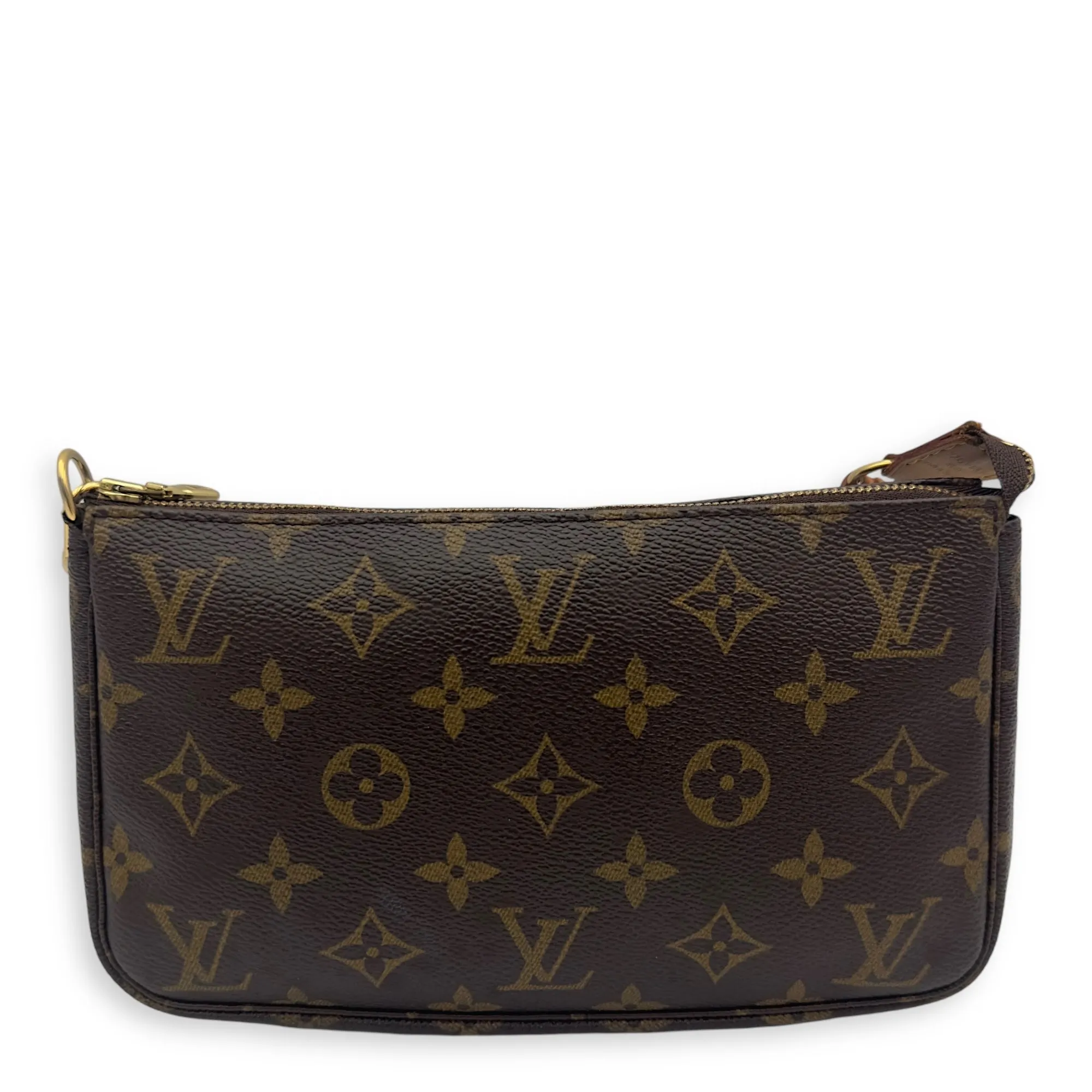 Pochette Accessoires Shoulder Bag Brown in Monogram Coated Canvas, Gold hardware