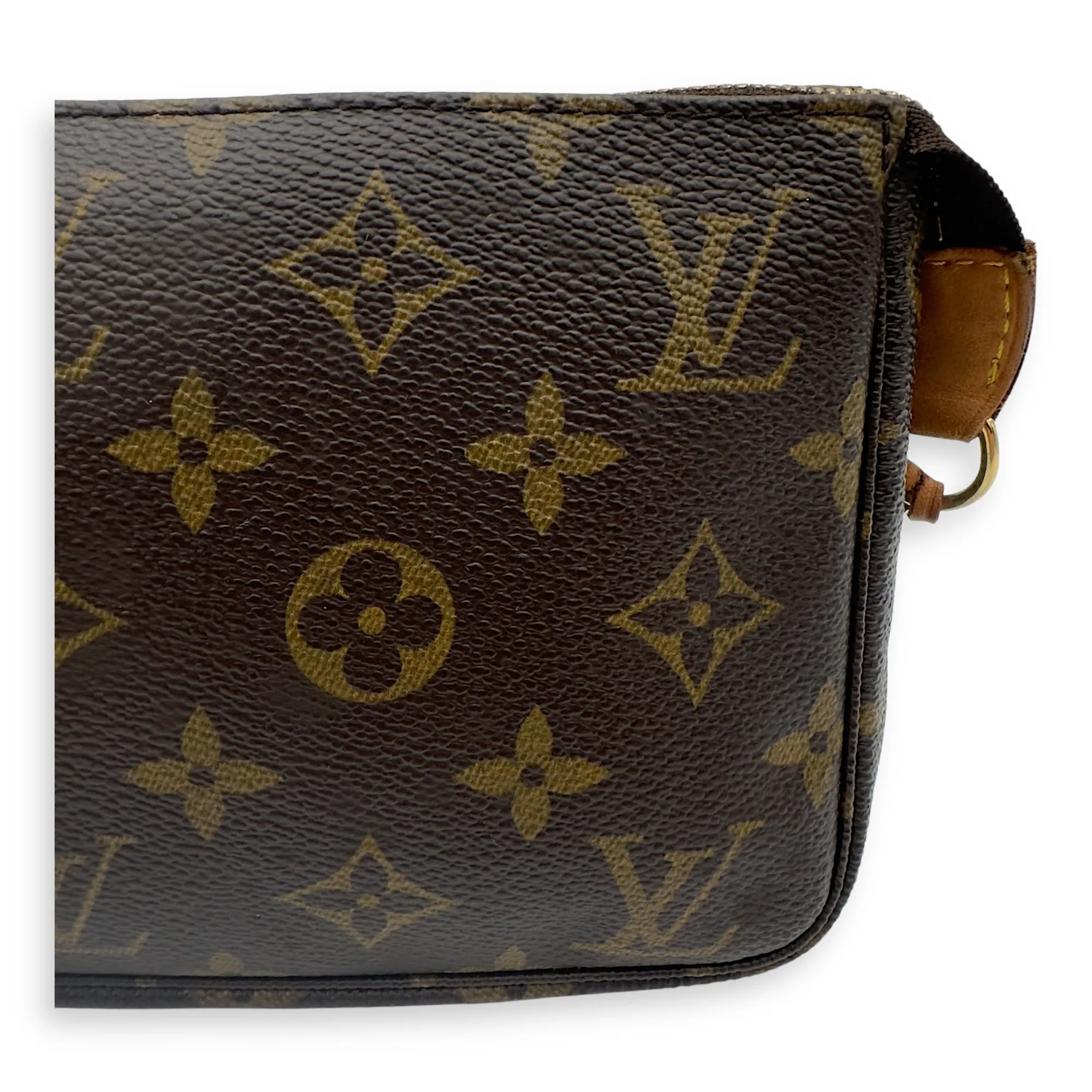 Pochette Accessoires Shoulder Bag Brown in Monogram Coated Canvas, Gold hardware