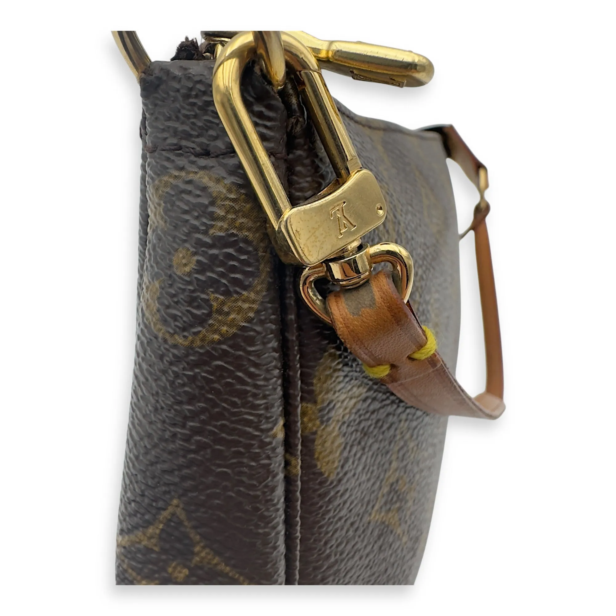 Pochette Accessoires Shoulder Bag Brown in Monogram Coated Canvas, Gold hardware