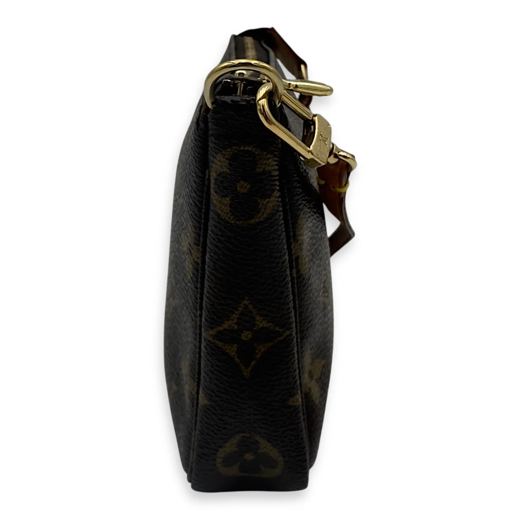 Pochette Accessoires Shoulder Bag Brown in Monogram Coated Canvas, Gold hardware