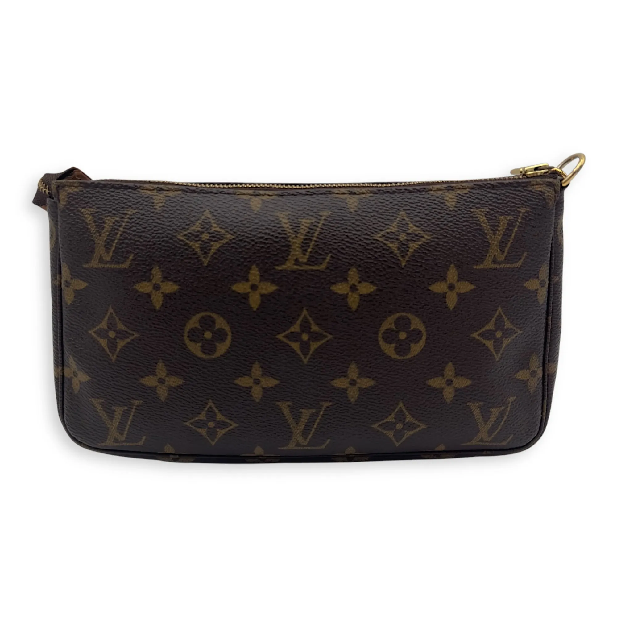 Pochette Accessoires Shoulder Bag Brown in Monogram Coated Canvas, Gold hardware