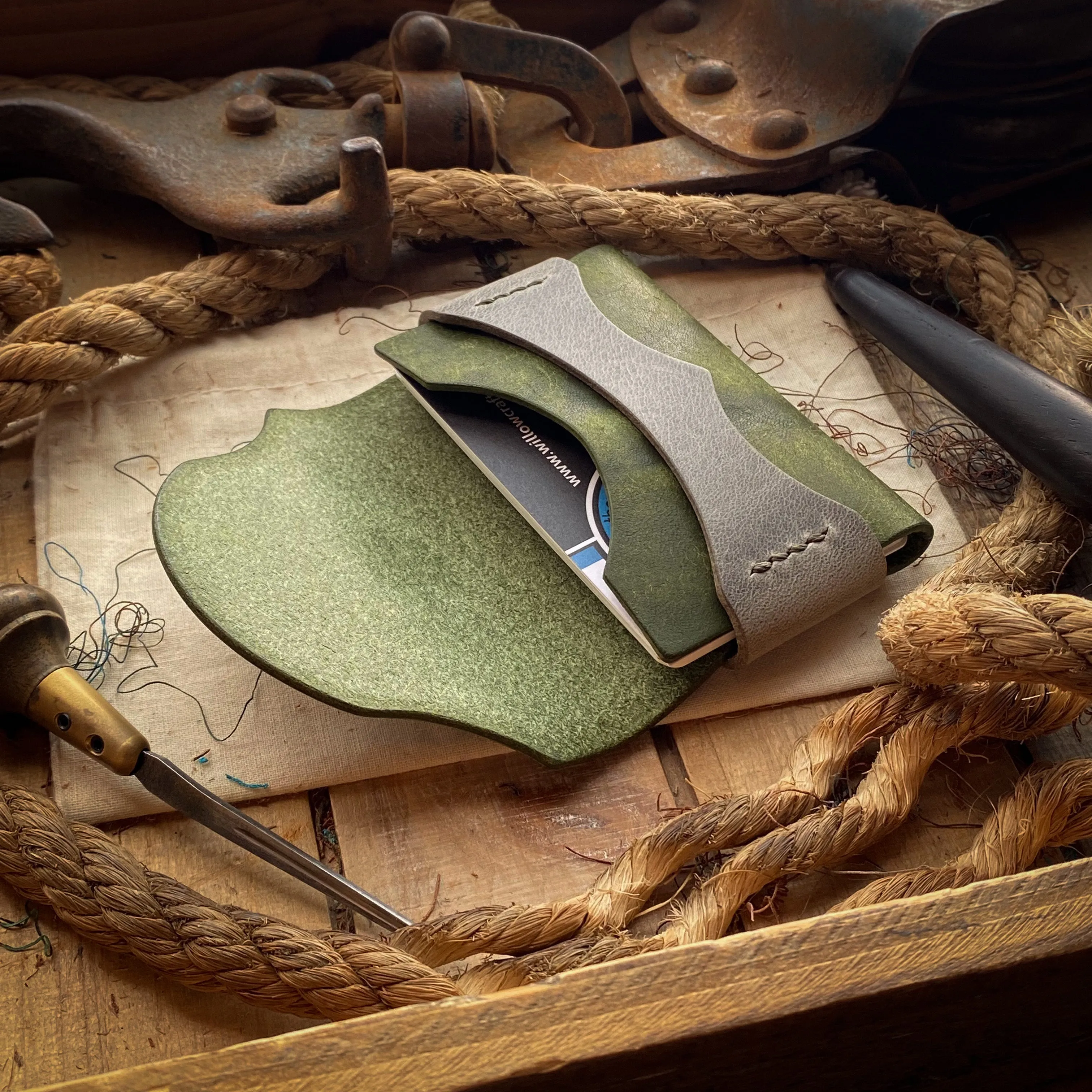 Posh Slim Minimalist Wallet - Olive and Charcoal