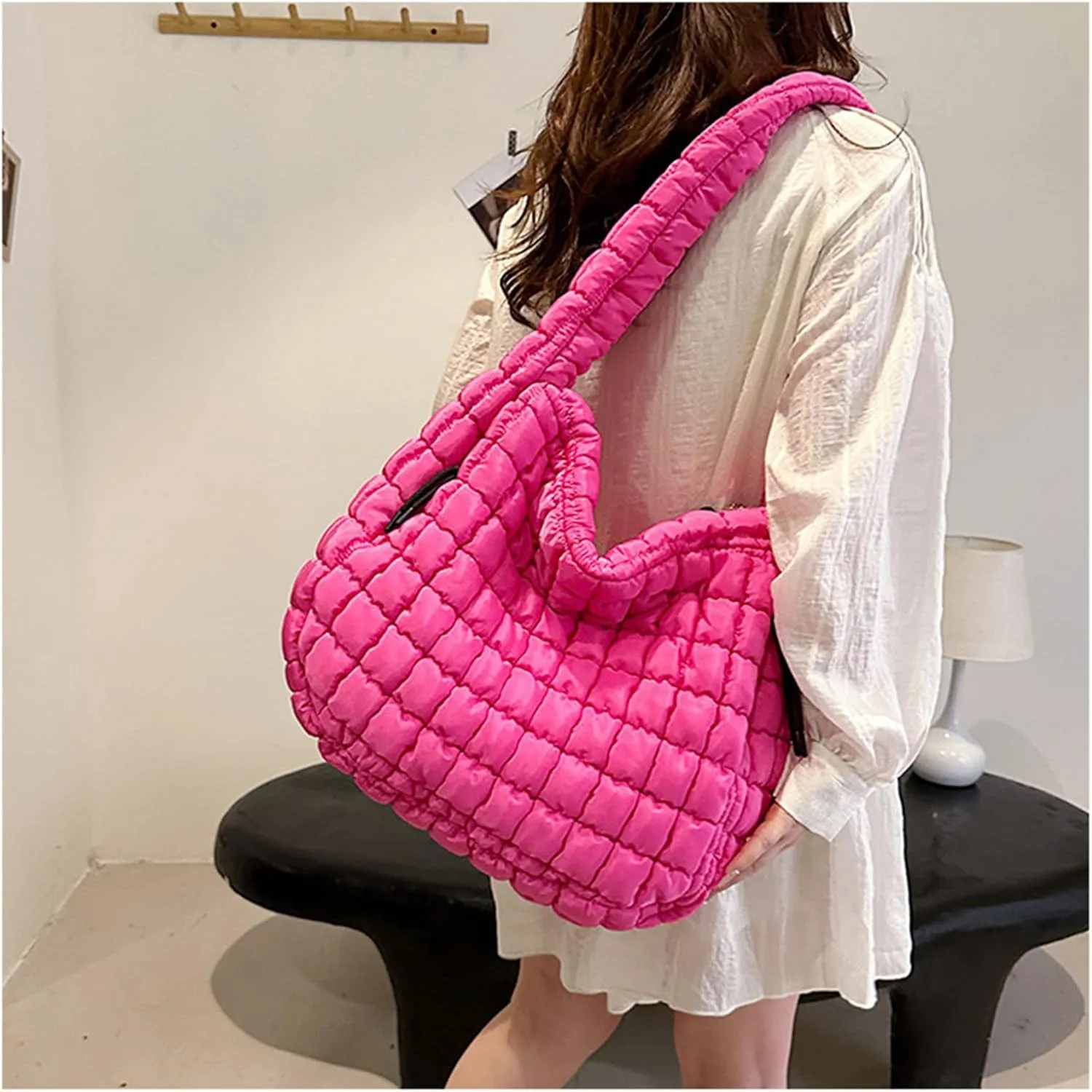 Puffer Tote Bag Women Quilted Crossbody Bag Large Shoulder Puffy 2025 Summer Beach Purse Cloud Bubble Gym Pleat Pad
