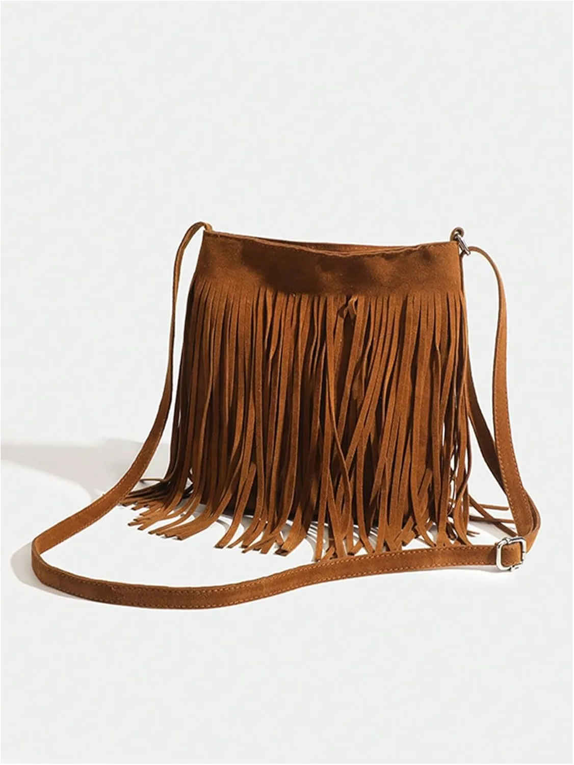 QWINEE Women's Fringe Hobo Bags Tassel Vintage Suede Crossbody Bag Shoulder Bags