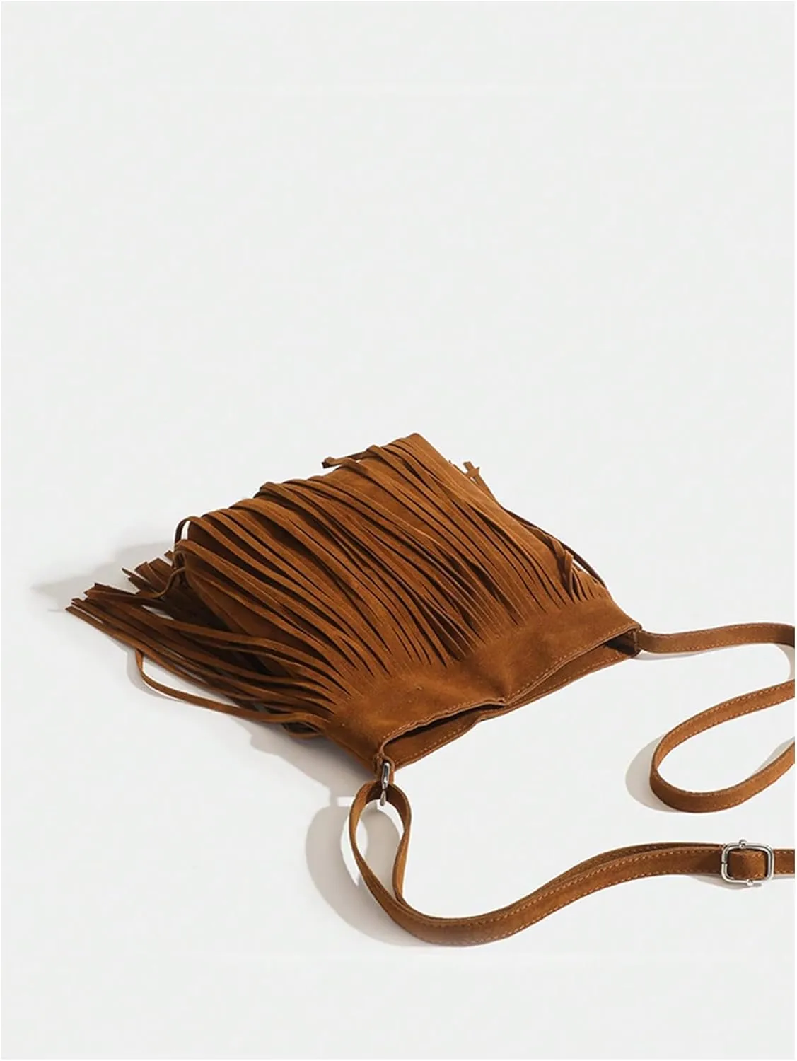 QWINEE Women's Fringe Hobo Bags Tassel Vintage Suede Crossbody Bag Shoulder Bags
