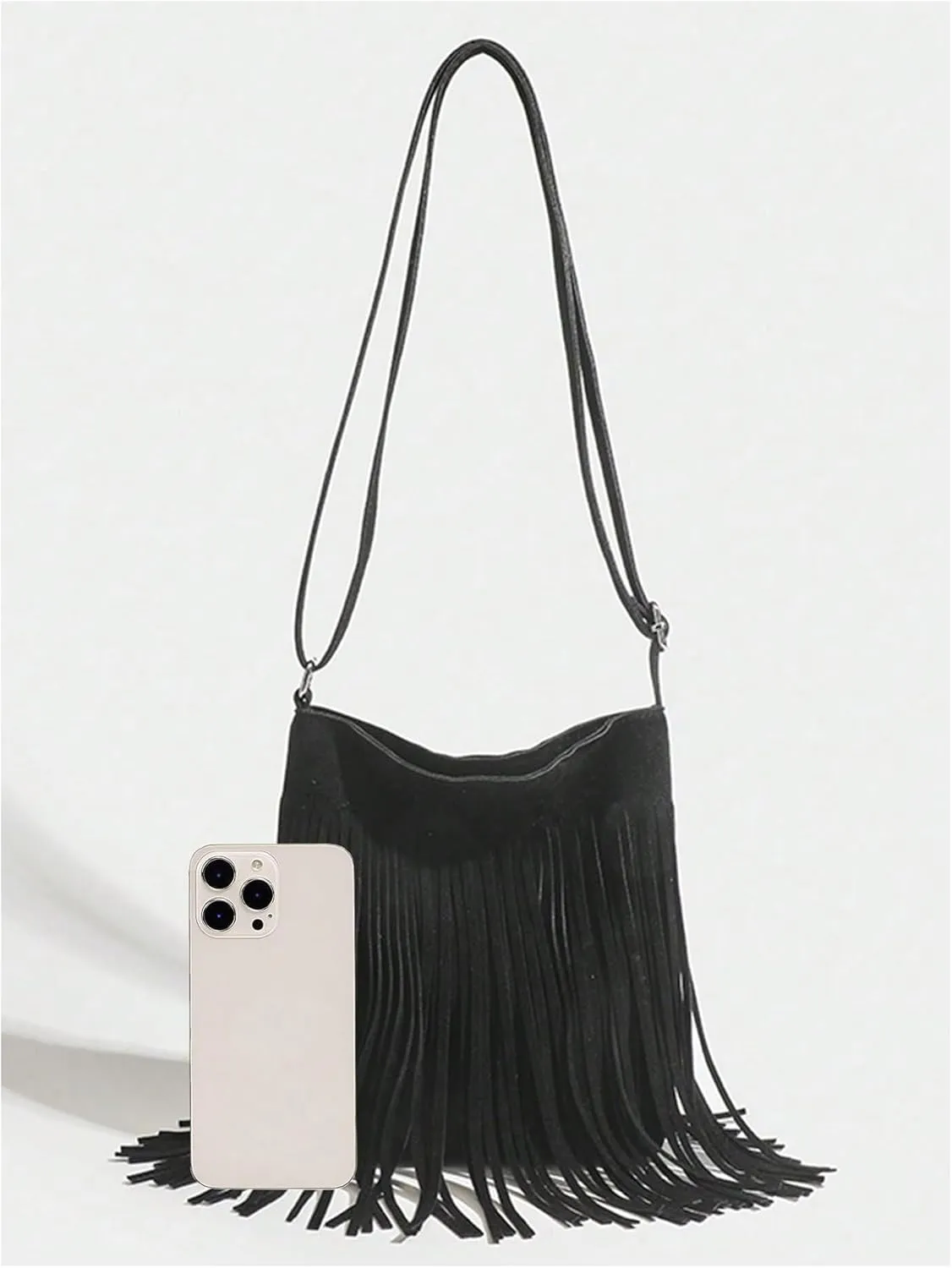 QWINEE Women's Fringe Hobo Bags Tassel Vintage Suede Crossbody Bag Shoulder Bags
