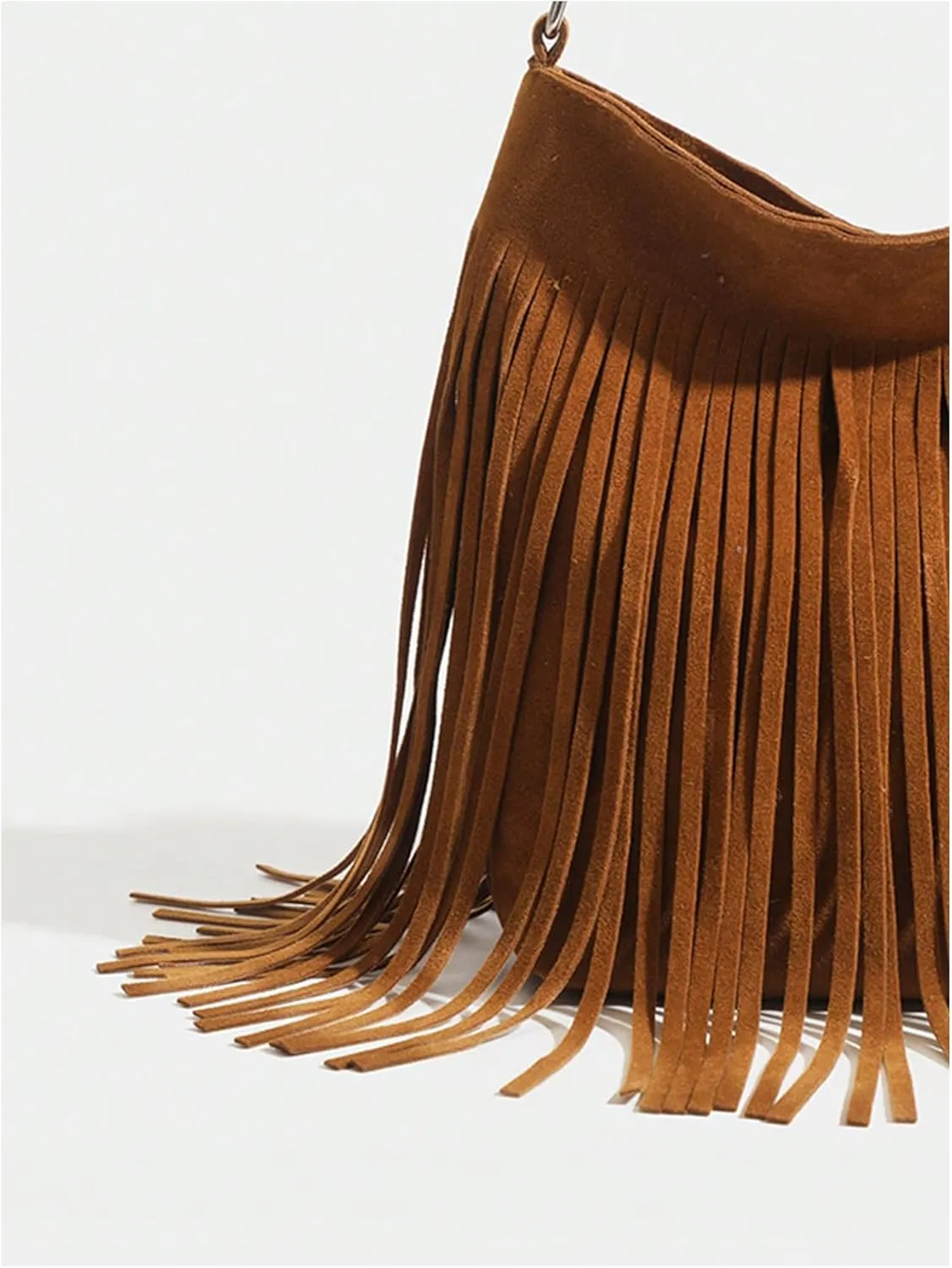 QWINEE Women's Fringe Hobo Bags Tassel Vintage Suede Crossbody Bag Shoulder Bags