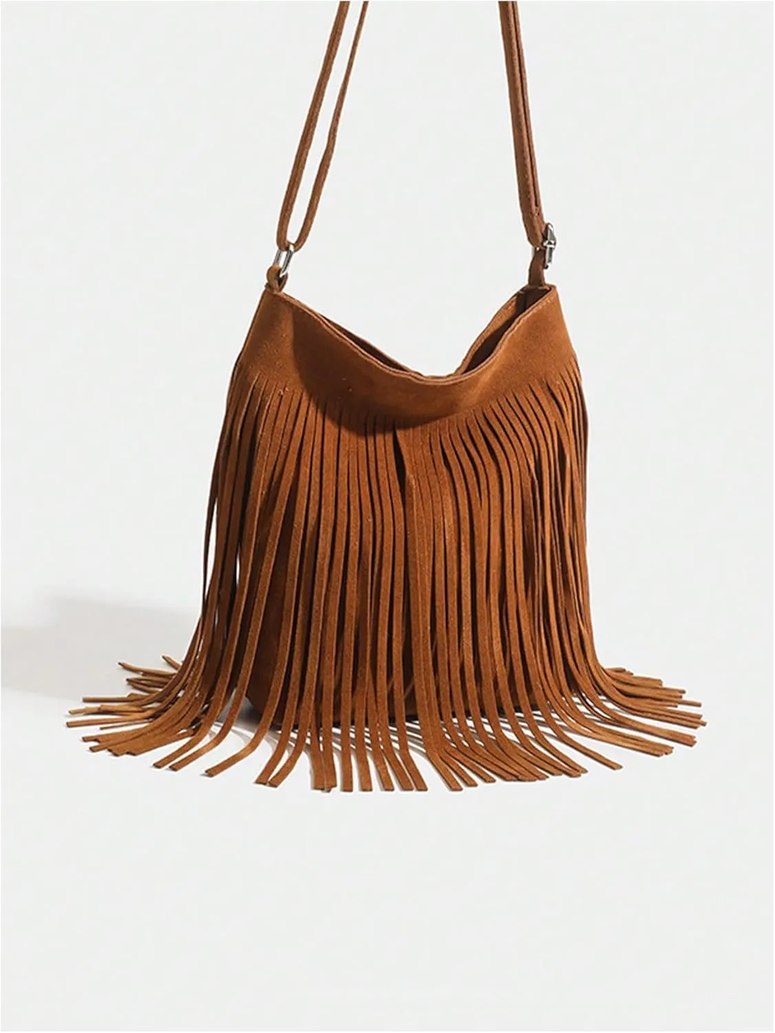 QWINEE Women's Fringe Hobo Bags Tassel Vintage Suede Crossbody Bag Shoulder Bags