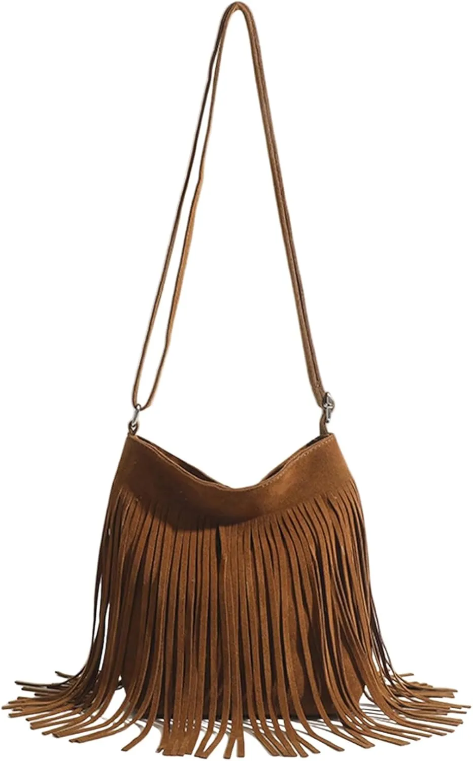 QWINEE Women's Fringe Hobo Bags Tassel Vintage Suede Crossbody Bag Shoulder Bags
