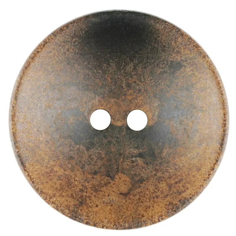 Round Wood 34mm Button - Dark Brown