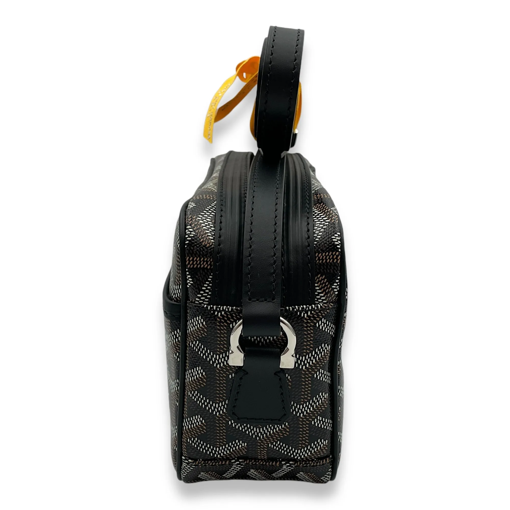 Sac Cap Vert PM Noir with Premarquage Coeur Print Crossbody Bag in Coated Canvas, Silver hardware