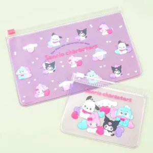 Sanrio Character Twinkle Eyes Zipper Flat Pouch Set