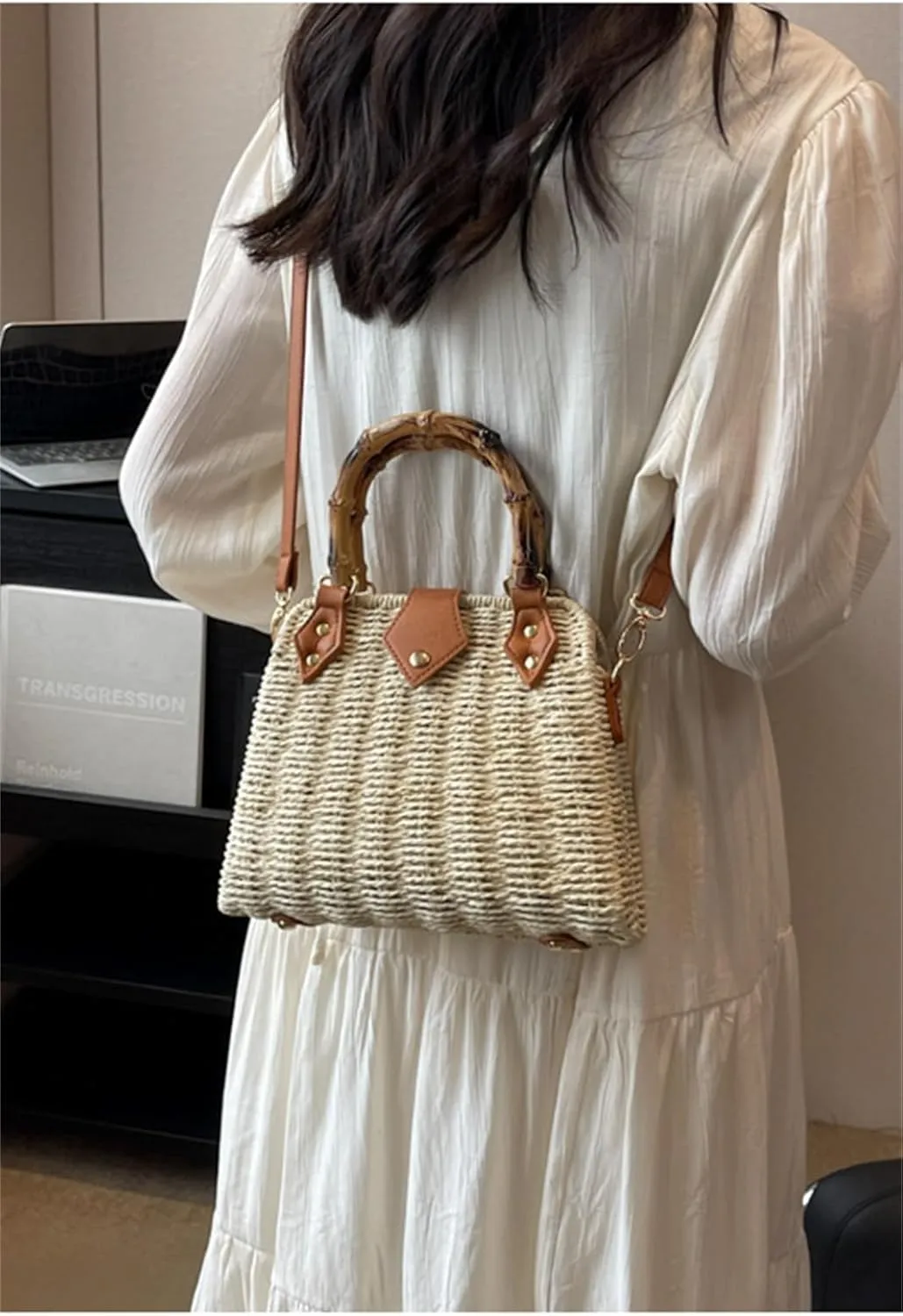 Summer Straw Bags for Women Straw Tote Bag Hand Woven Rattan Purse Beach Bag Hobo Bag 2024