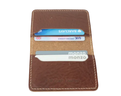 The Quad Brown Full Grain Leather Slim 4 Card Wallet "Minimalist Series"