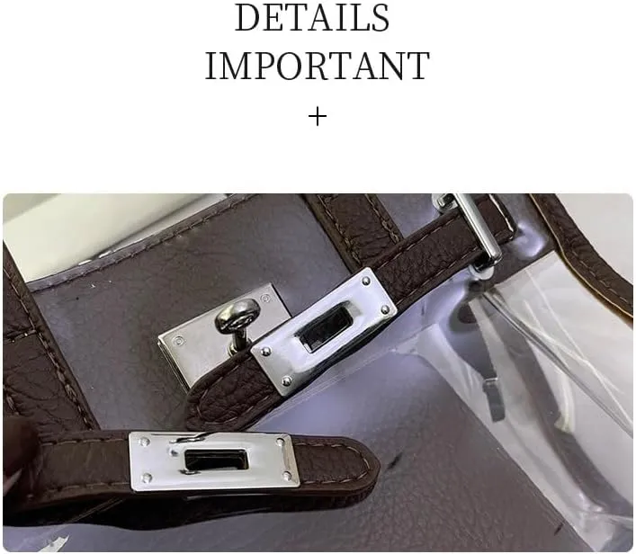 Tote Bag for Women PVC Clear Plastic Handbags PU Leather Shoulder Crossbody Bags Jelly Bags Purses(White)