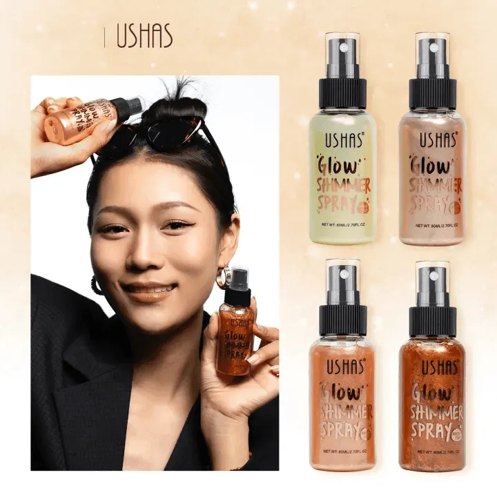 Ushas Glow Shimmer Glitter Moisturizing Face and Body Spray